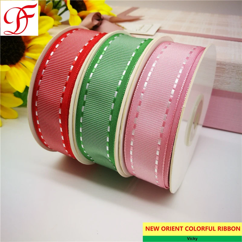 Export Nylon Stitched Grosgrain Ribbon Satin Double/Single Face Sheer Organza Edge Hemp Taffeta Gingham Ribbon for Wedding/Wrapping/Gift/Bows/Packing/Xmas