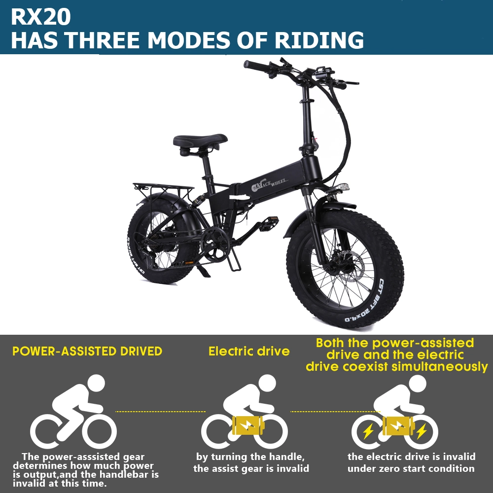 RX20 plegable 20inch suspensión de bicicleta eléctrica neumático de grasa eBike MTB