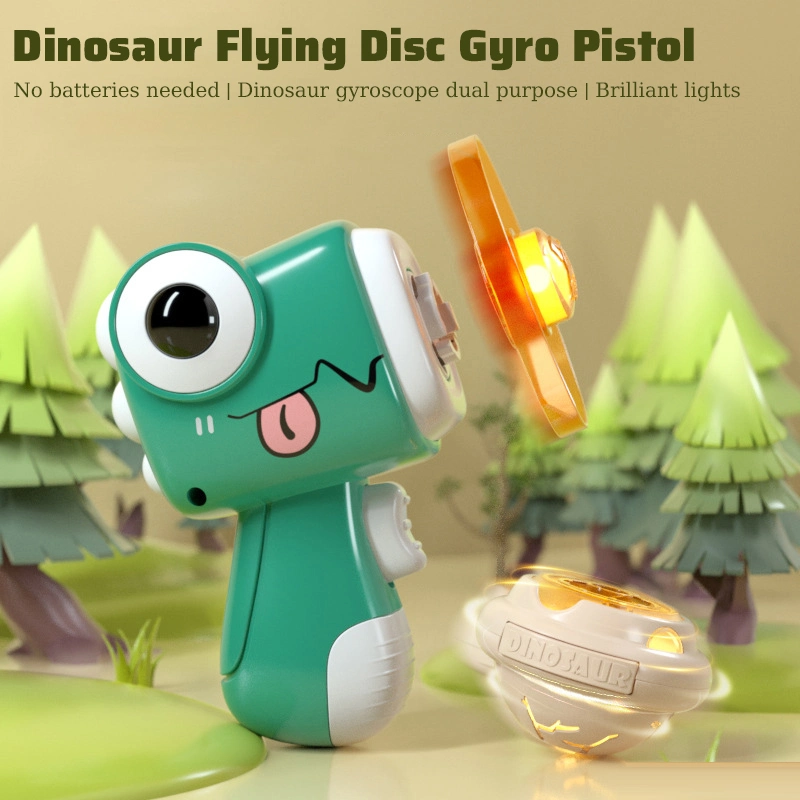 Hot Launcher Toy para criança voadora no exterior Toys Portal Gun Partes de cima rotativas UFO Dinosaur com disco voador e LED intermitente Luzes para crianças