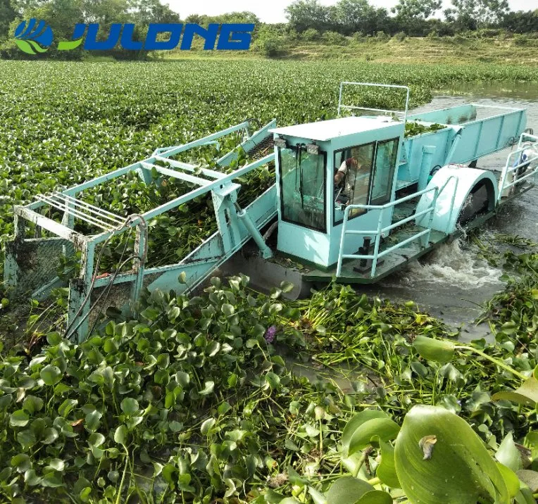 Bateau de collecte de déchets flottant jacinthe d'eau récolteur Grattage d'herbe aquatique Machine