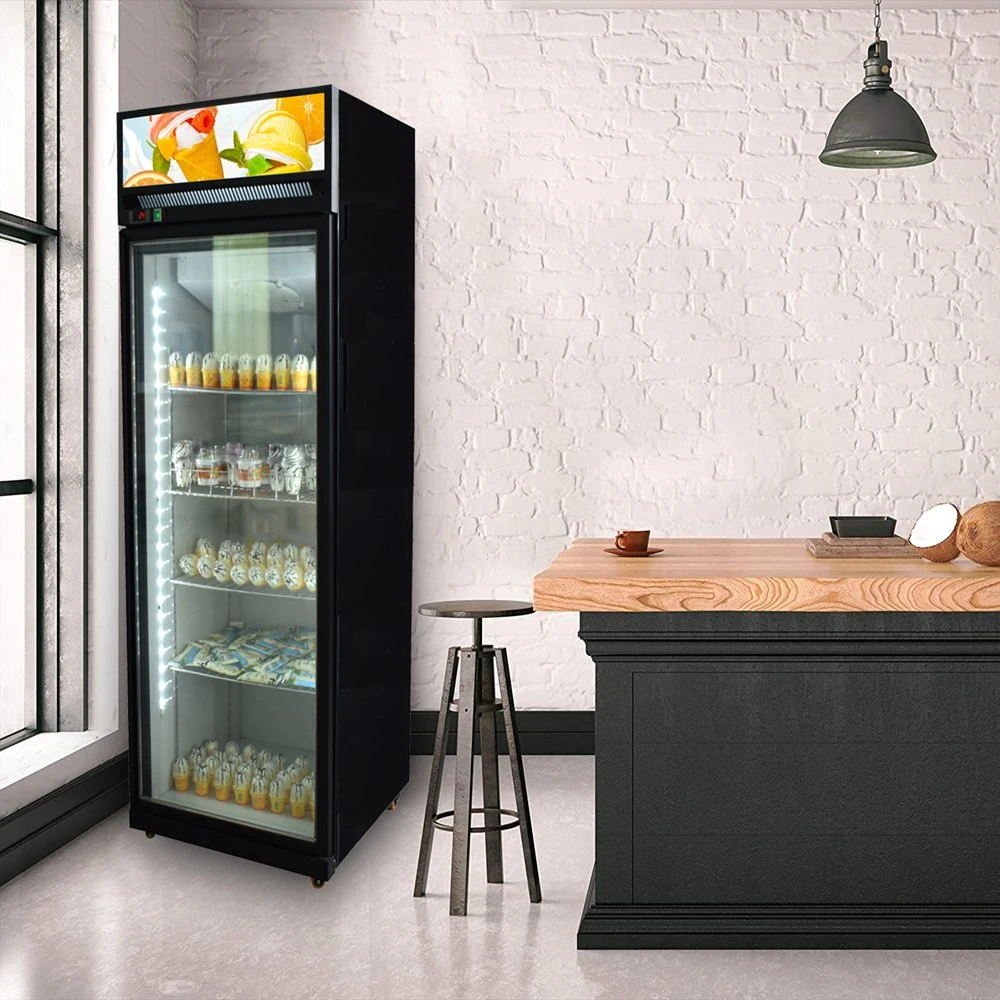 Bebida vertical escaparate comercial OEM de pantalla 360L solo la puerta de cristal vitrina refrigerador