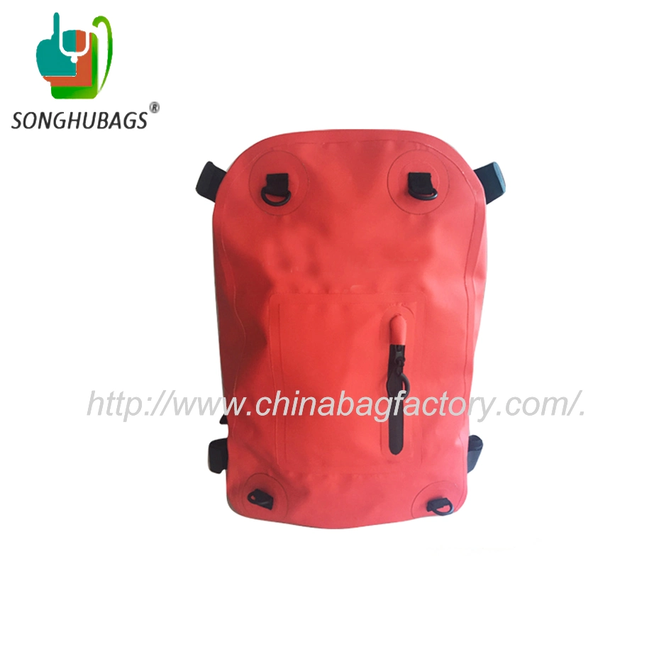 Nueva llegada Naranja Rojo Unisex de Moda Hombre humano lona de PVC escuela de deportes al aire libre caza Viajes Senderismo seco resistente al agua el tubo de rollo de hombro la bolsa mochila