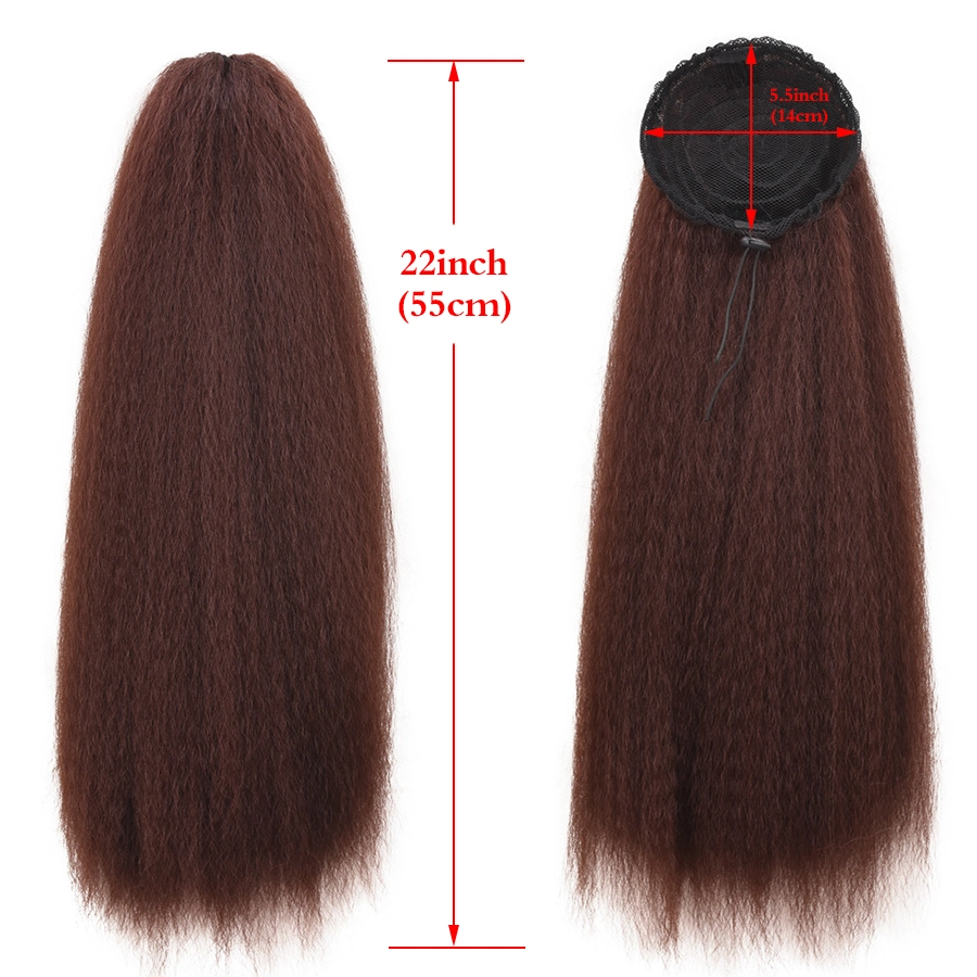 22'' Long Synthetic Hair Bun Yaki Kinky Straight Ponytail Extension