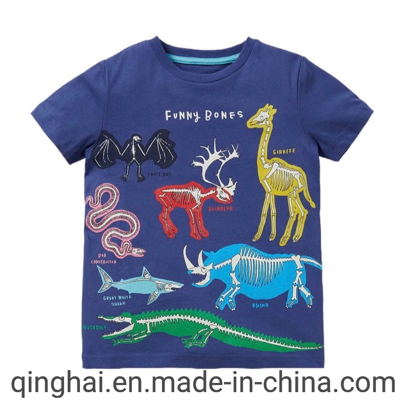 Children Glow-in-The-Dark Animal World Graphic New Design Summer Short Sleeve Top Children's T-Shirt