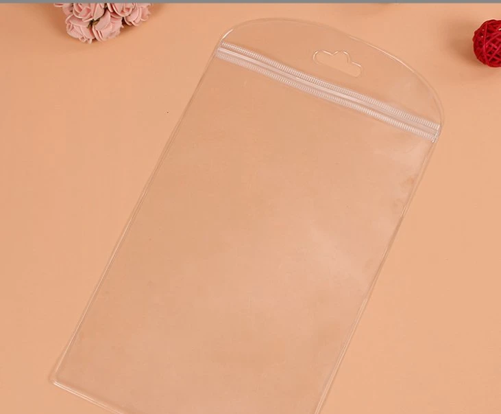 Embalagem transparente personalizada PVC saco cosméticos Jóias cabeça Ziplock Saco de oferta para as mãos