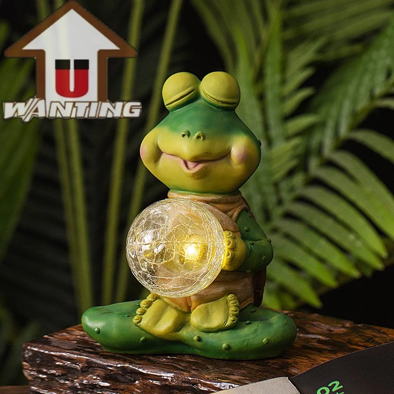 Frog figurita de La Luz solar jardín de césped de lechuza Bola de adornos de regalo promocional funcional