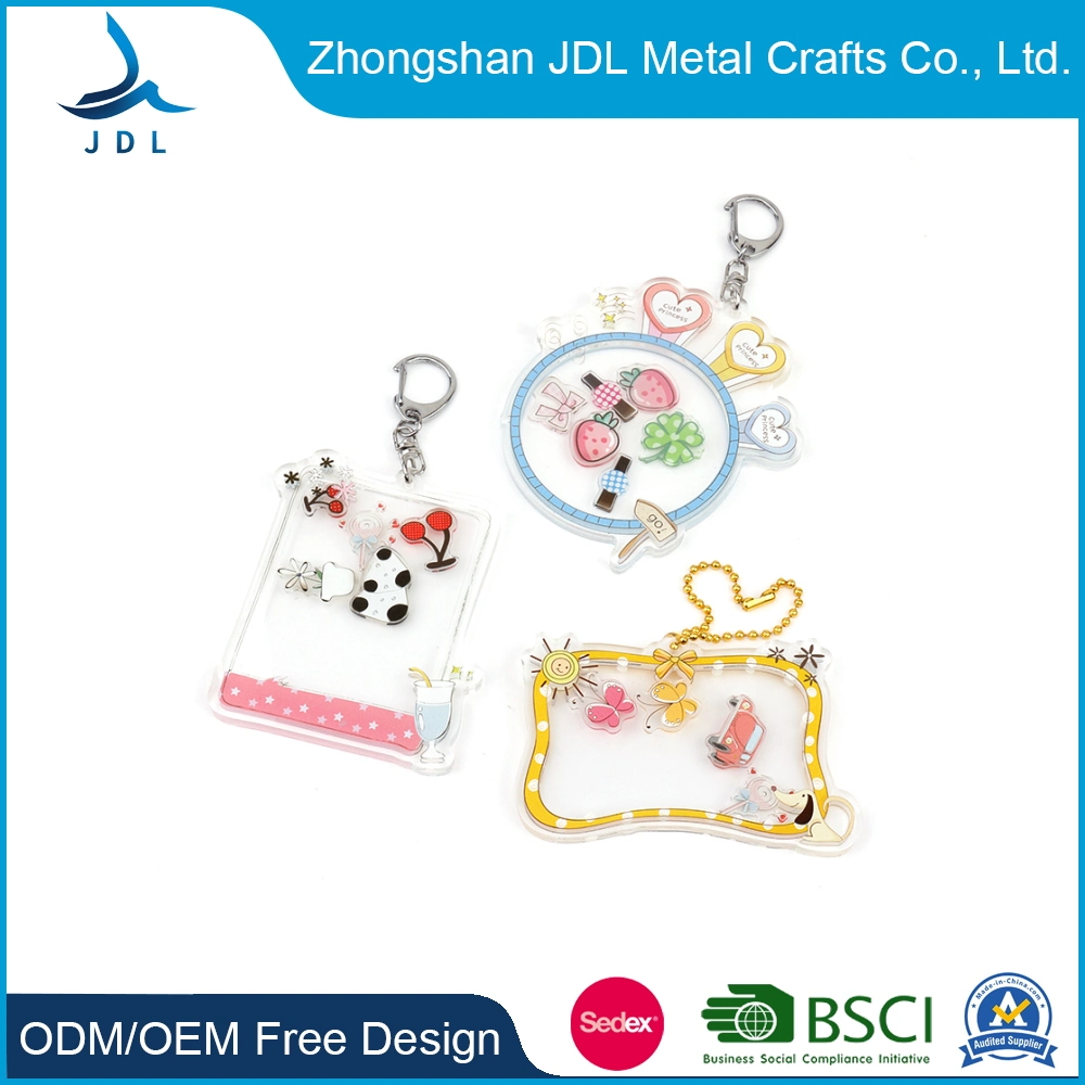 Fashion Anime Crystal Photo Frame Printed Custom Logo Plastic Cartoon Resin Chap Stick Holder Jordan Hologram Acrylic Keyring Neoprene