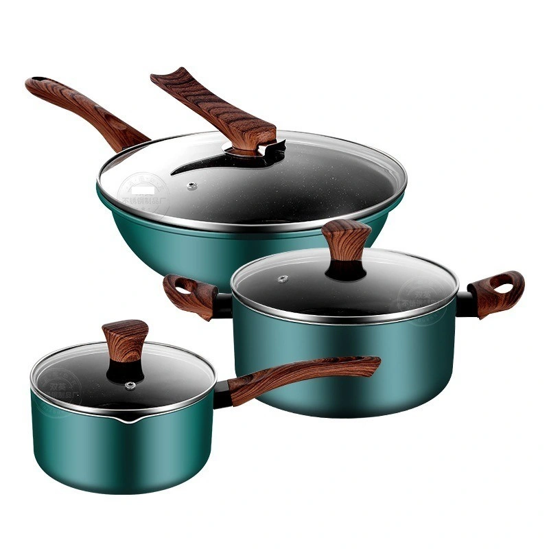 Stainless Steel Pot Set Green Color Kitchenware Set Milk Pot Soup Pot Cooking Pot