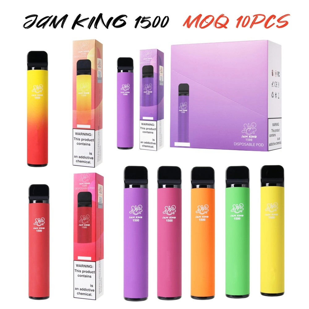 Custom Vaporizer Pen Jam King 1500 Puffs Wholesale/Supplier Disposable/Chargeable E Cigarette 4.8ml Electric Cigarette 2% Nicotine Vape Pen Multi Flavored