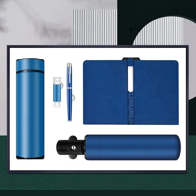Индивидуальный логотип Рекламная акция Подарочные товары зонтик Vacuum Flask ноутбук Набор подарков для бизнеса, заказных для канцелярства