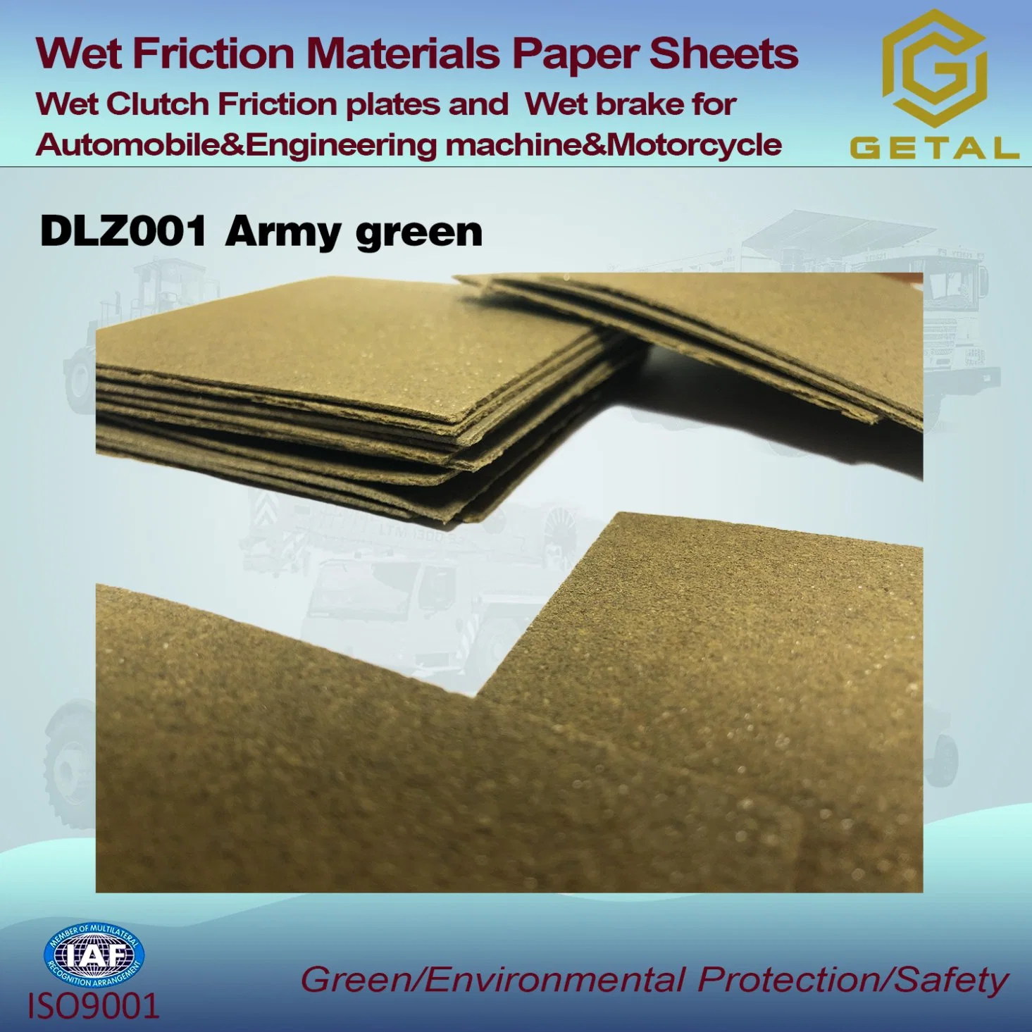 Getal Wet Friction Materials Paper Sheets and Rings for Wet Clutch and Wet Brake