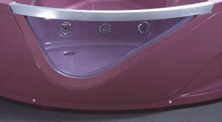 CE Factory Made Red Glass Corner Drain Deep Soaking Bathtub Cold and Hot Hydro SPA Air Massage Double Whirlpool Tub
