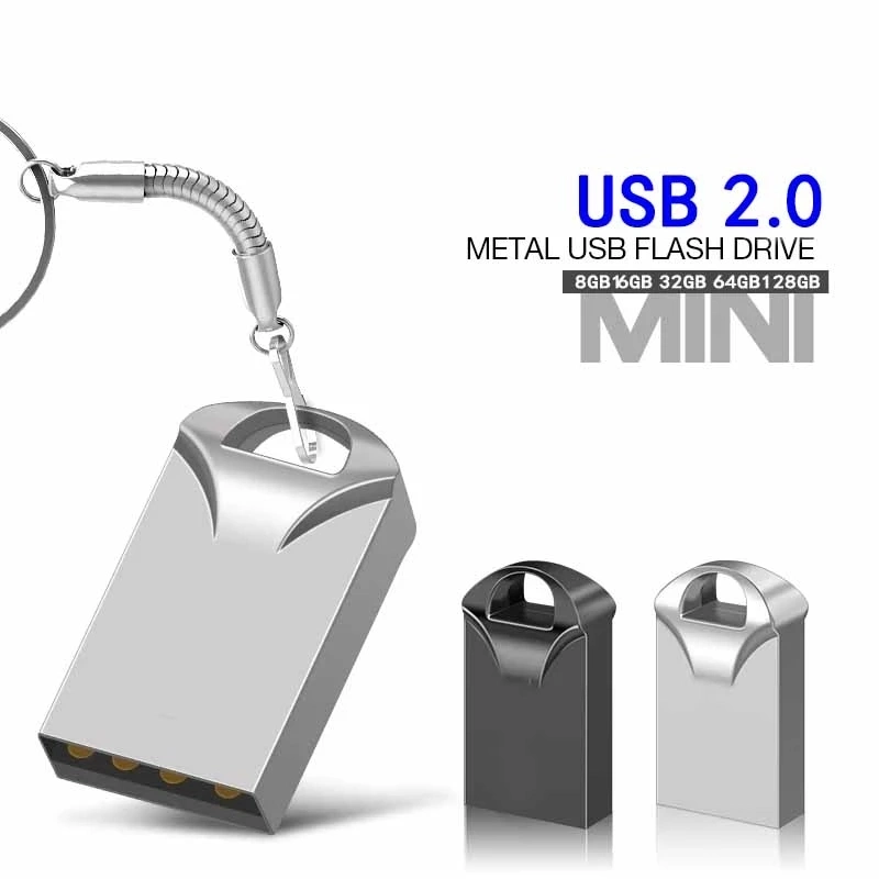 Mini Metal 2.0 USB Flash Drive 128GB 64GB 32GB 16GB 8GB High Speed Micro Pendrive Memory Stick 64GB Storage Device USB Drive