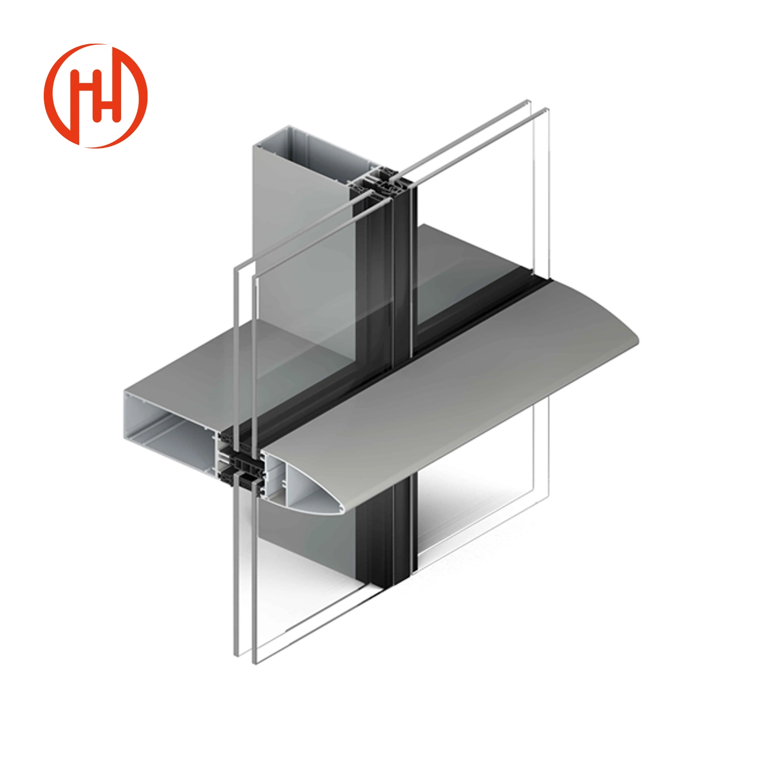 Vidrio Doble acristalamiento de metal de muro cortina unitario Extrusión de Aluminio Perfil de muros cortina Accesorios del sistema de precio por m2