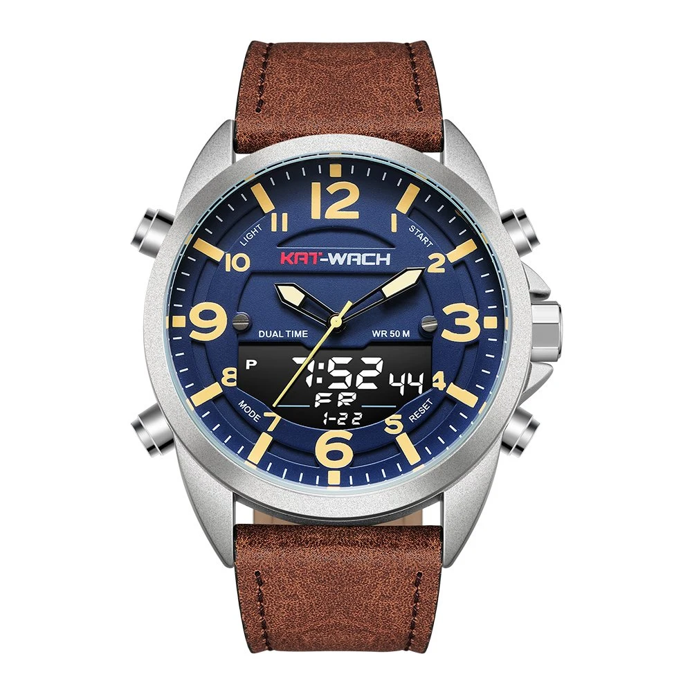 Montre Quartz Digital Gift Sport Watch Dual Time Chronograph Quality Montre étanche en plastique