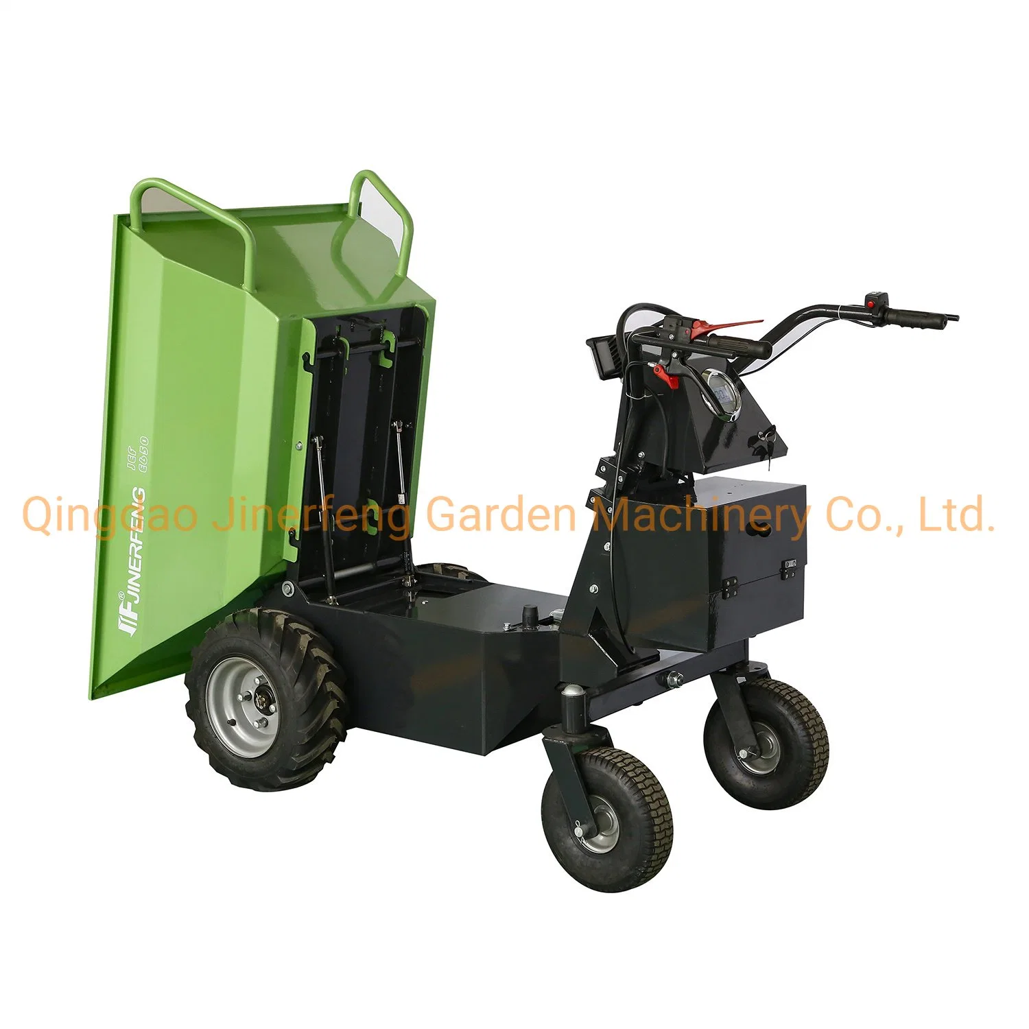 Chariot électrique à roue mini chargeuse Power Barrow Dumper avec basculement hydraulique, charge lourde de 500 kg, chariot de transporteur.