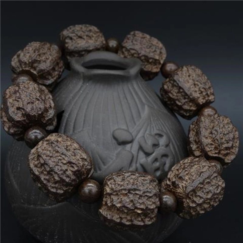 Madera de agarwood tallada cuatro Buda 18 Arhat Buddha Bead Bracelet Carving