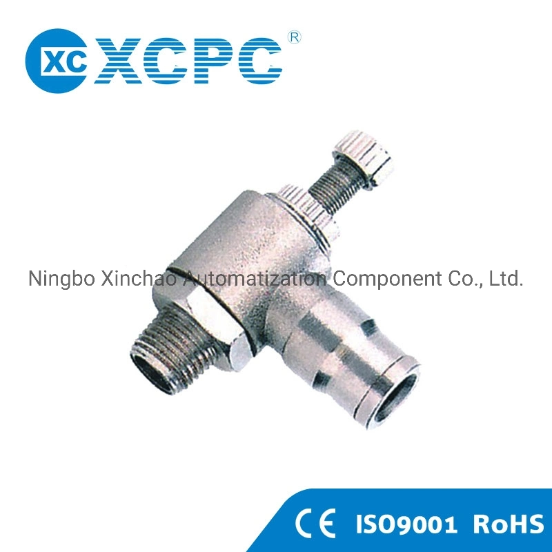 Xcpc Pneumatic Manufacturer China OEM Supplier BSPT Thread Speed Controller Metal Push-in Quick Connector Fittings