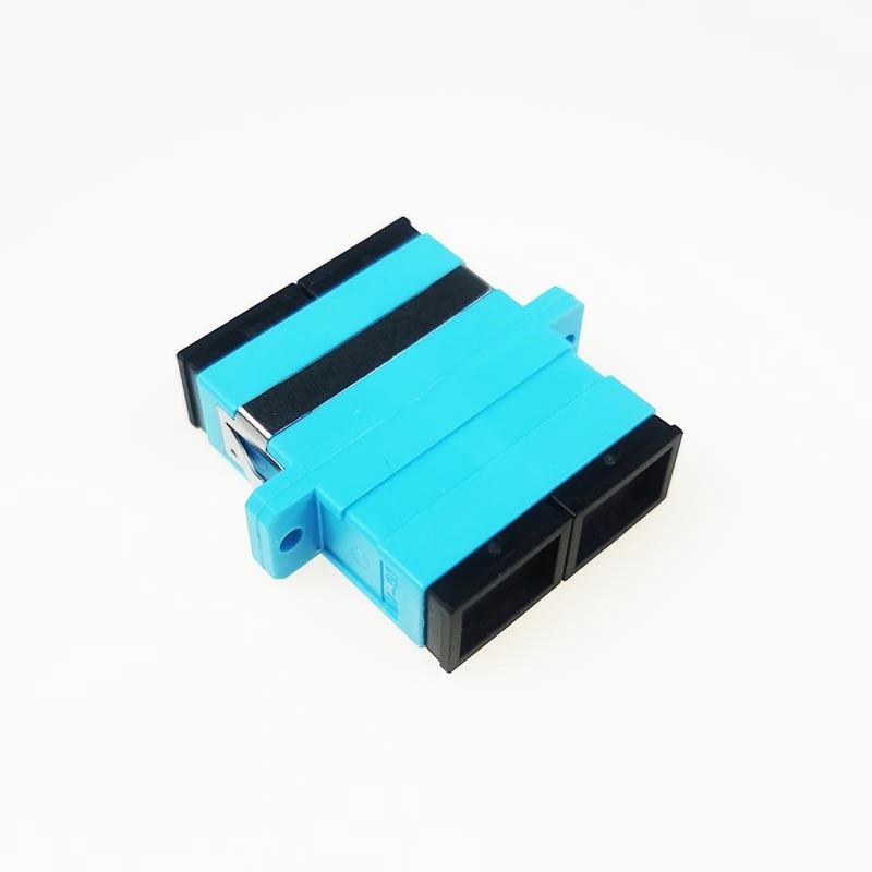 FTTH Optical Fiber Sc Upc PC Duplex mm Om3 Om4 Adapter with Clip Flange Coupler