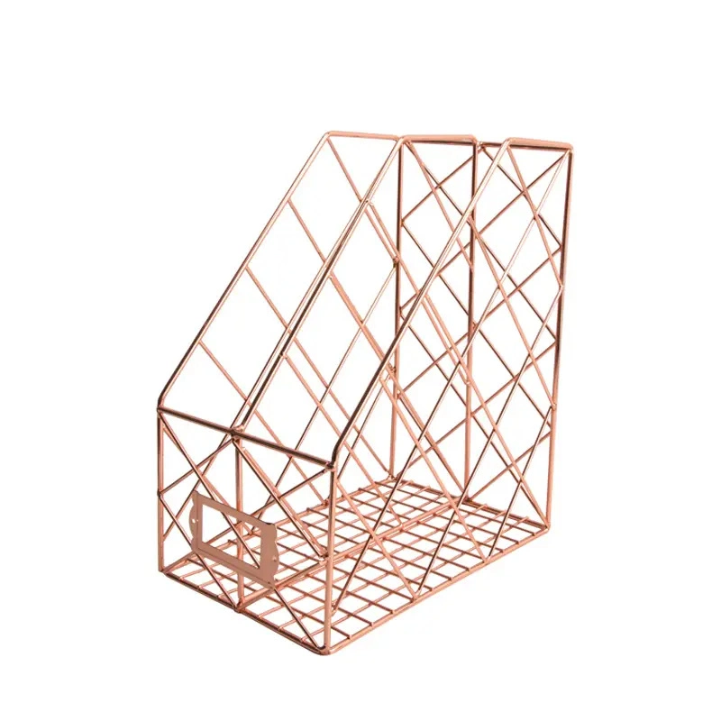 Ins Beliebte Metall Dokument Magazinhalter Rack A4 Größe Rose Gold-Ordner-Rack