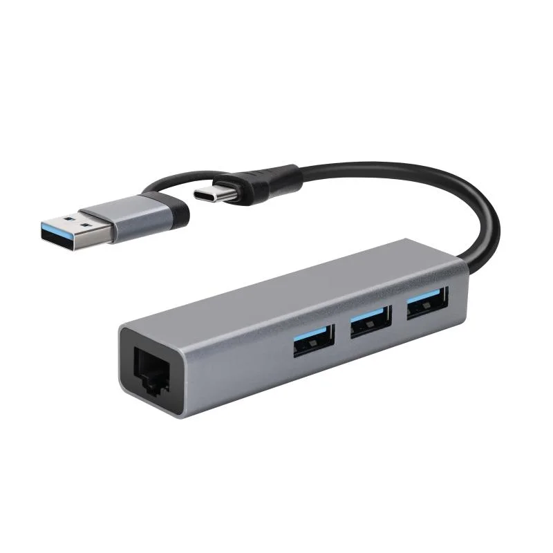 USB tipo C 2 em 1 a RJ45 1 g e 3X3.0 USB tipo C