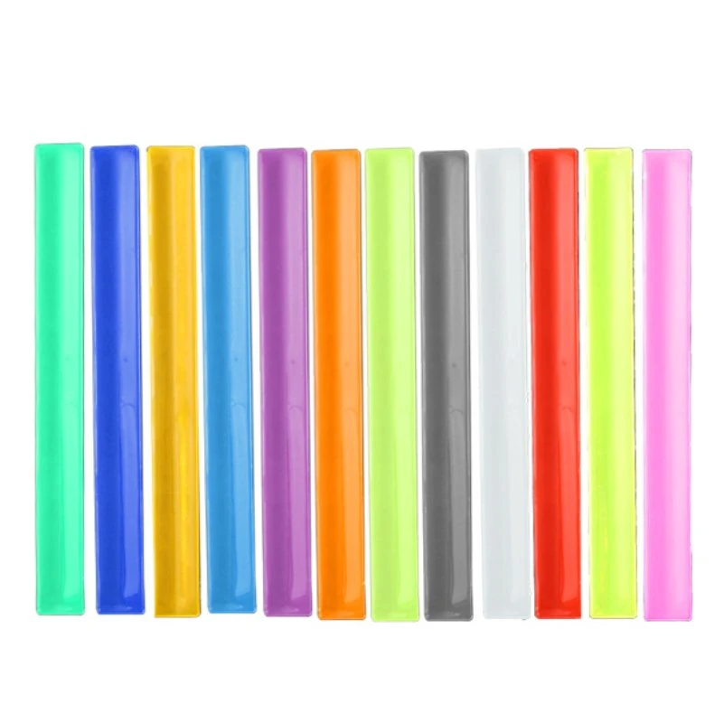 Fashion Gifts Promotion Reflective PVC Slap Bands Colorful Snap Bracelets for Kids