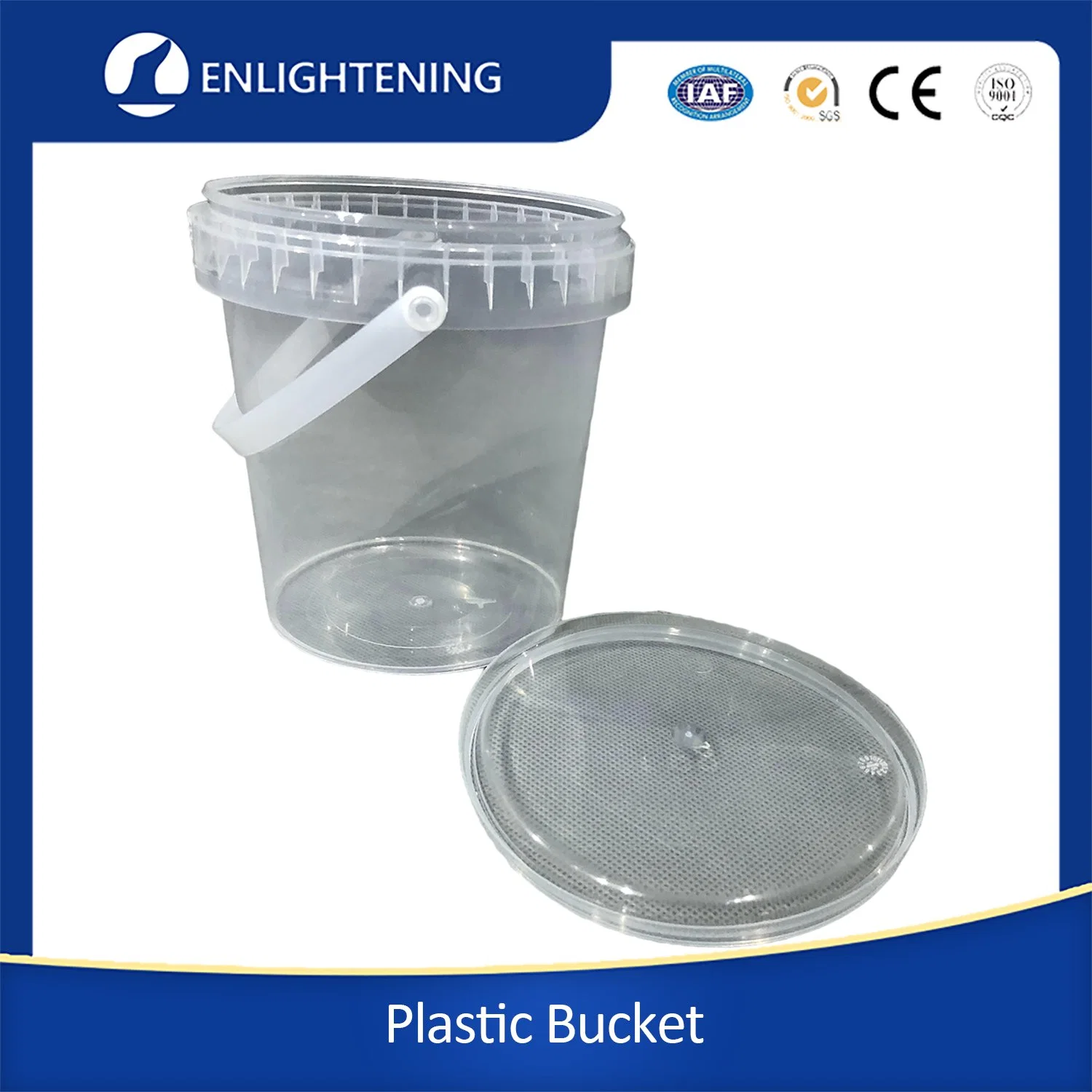 Food Grade Clear Plastic Packaging Barrel & Bucket with Lid & Handle