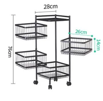 Cesta de alambre metálico giratorio de almacenamiento apilable Cocina Carrito La Cesta La cesta de verduras frutas Rack