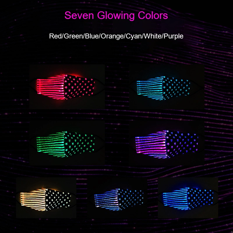 LED Fiber Optic Luminous Mask Colorful USB Charging Festive Party Face Mask