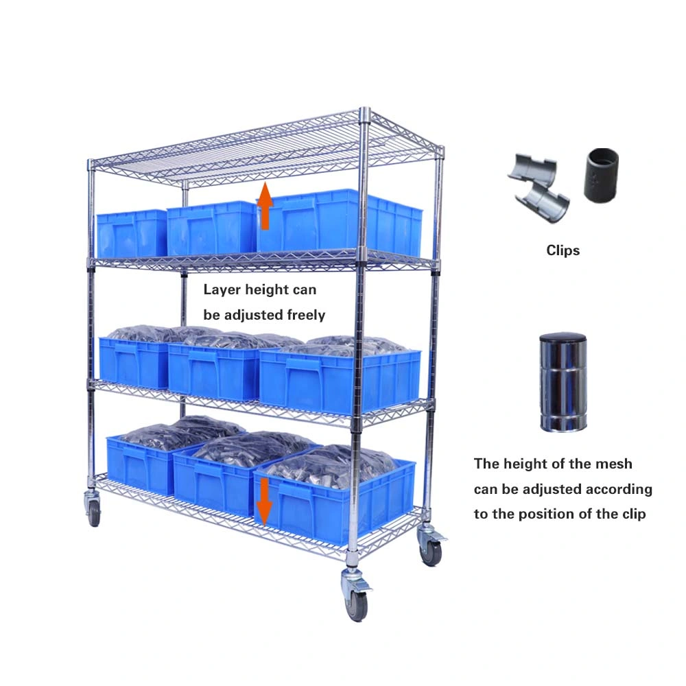 Warehouse Steel Shelves Chrome Plated Storage Wire Shelving