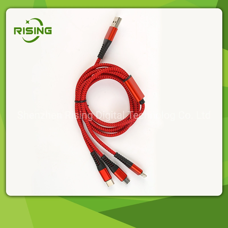 Three-in-One Charging Cable Multi-Function Nylon Type-C USB Cable