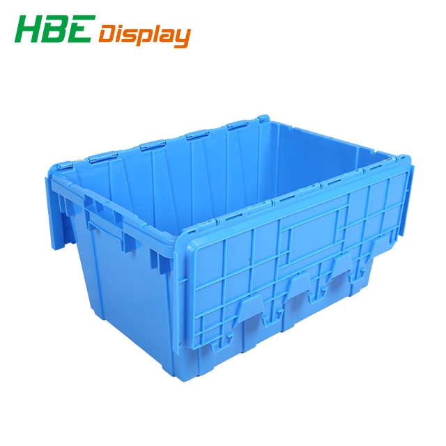 Transportation Plastic Logistic Tote Boxes Attached Lid Container