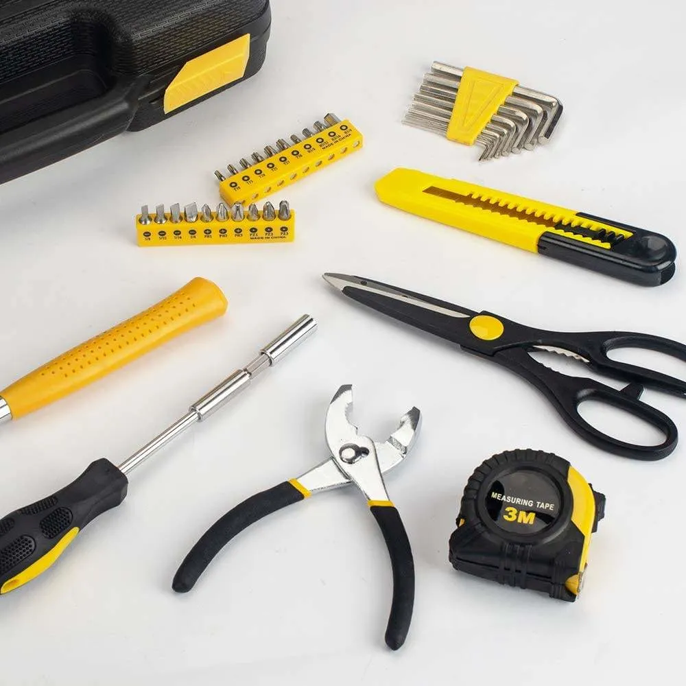 DOZ Atacado baixo preço Yellow Tool Set Repair Use hand Caixa do kit de ferramentas