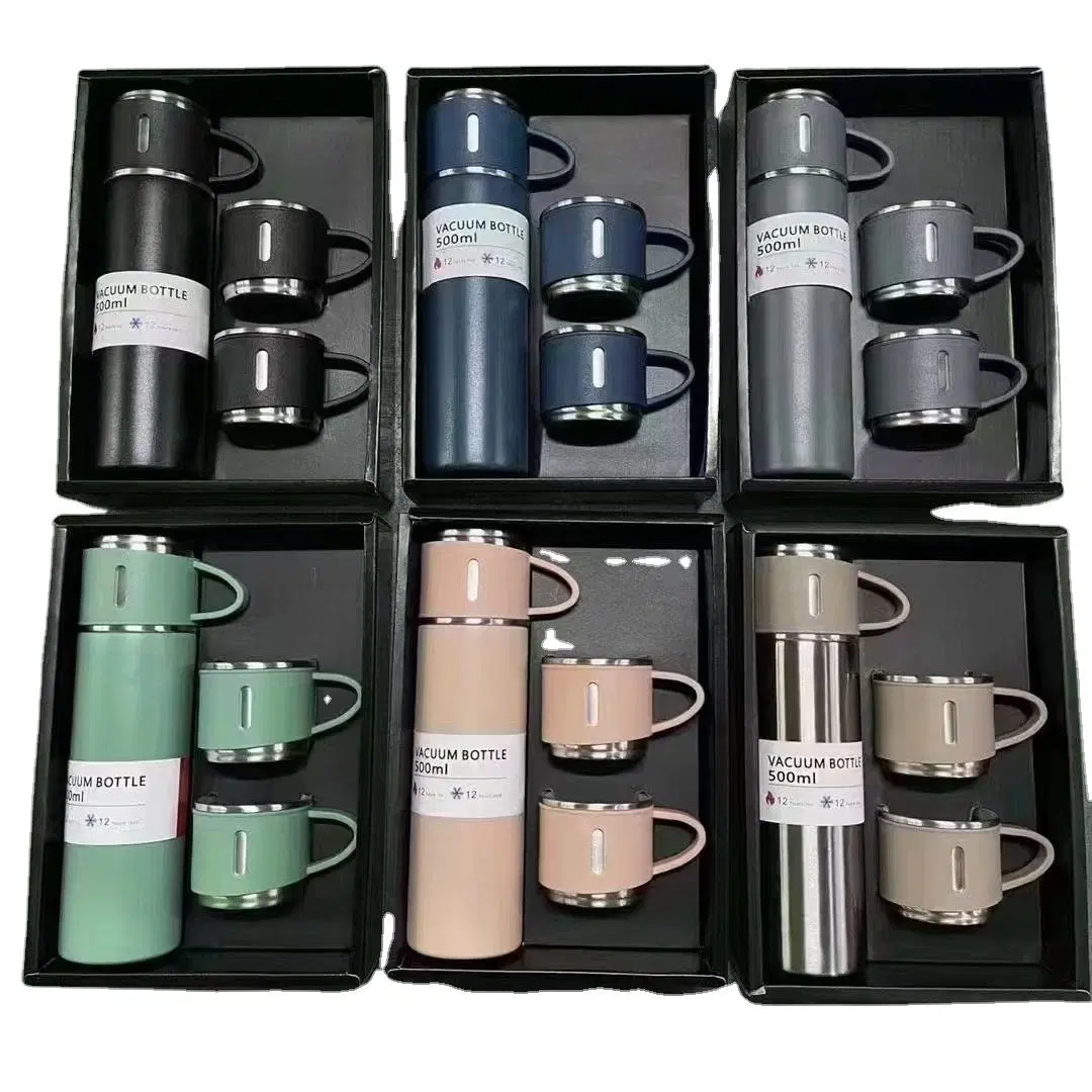 Outdoor Camp Family Travel Mug Gift 17oz Double Wall Stainless Steel Thermal Vacuum Flask Gift Set