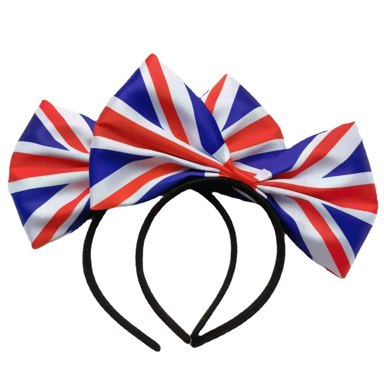 The Queen's 70th Aniversario tocado de la bandera británica patrón Bow Headband Ornamentos de pelo de la bandera del arroz