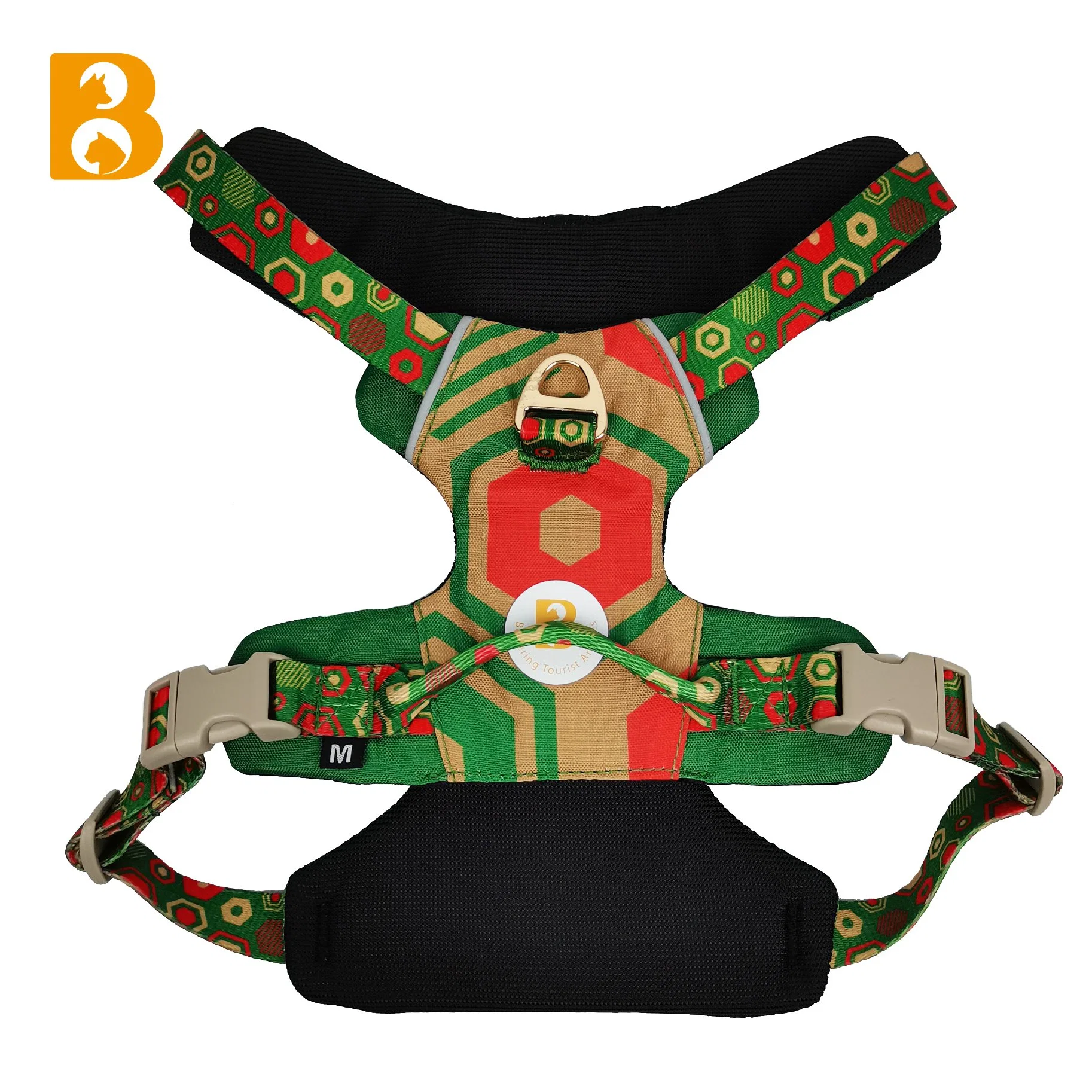 300d Waterproof Polyester Printed Green Fashion Pet Dog Harness