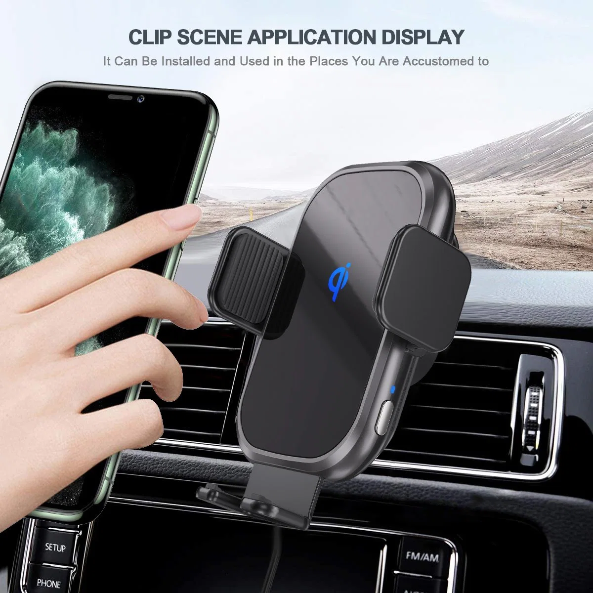 2022 New Wholesale/Suppliers Cellphone Accessories Automatic 15W Qi Car Wireless Charger for iPhone