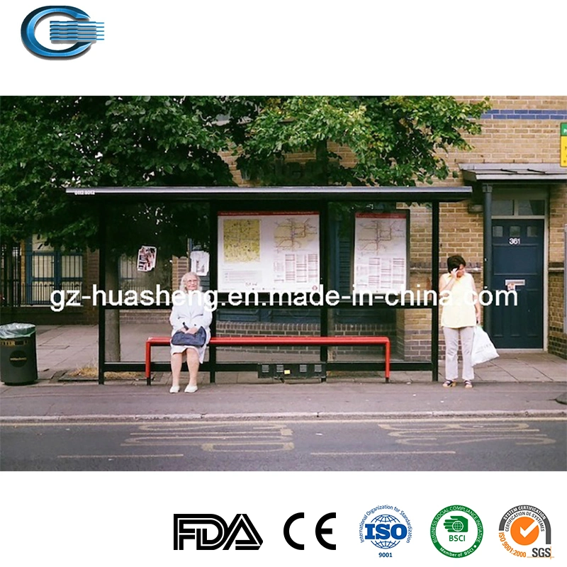 Huasheng Heated Bus Shelters China Bus Stand Supplier Good Price Solar Panel Light Box Advertising Window Smart Bus Stop Shelter