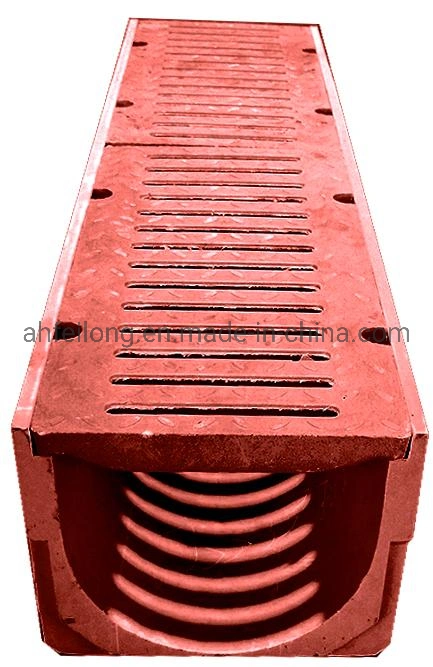 En124 Resin/Plastic SMC Composite Drain Drainage Channel Grate U 150mm Width 250mm Height 1000mm Length