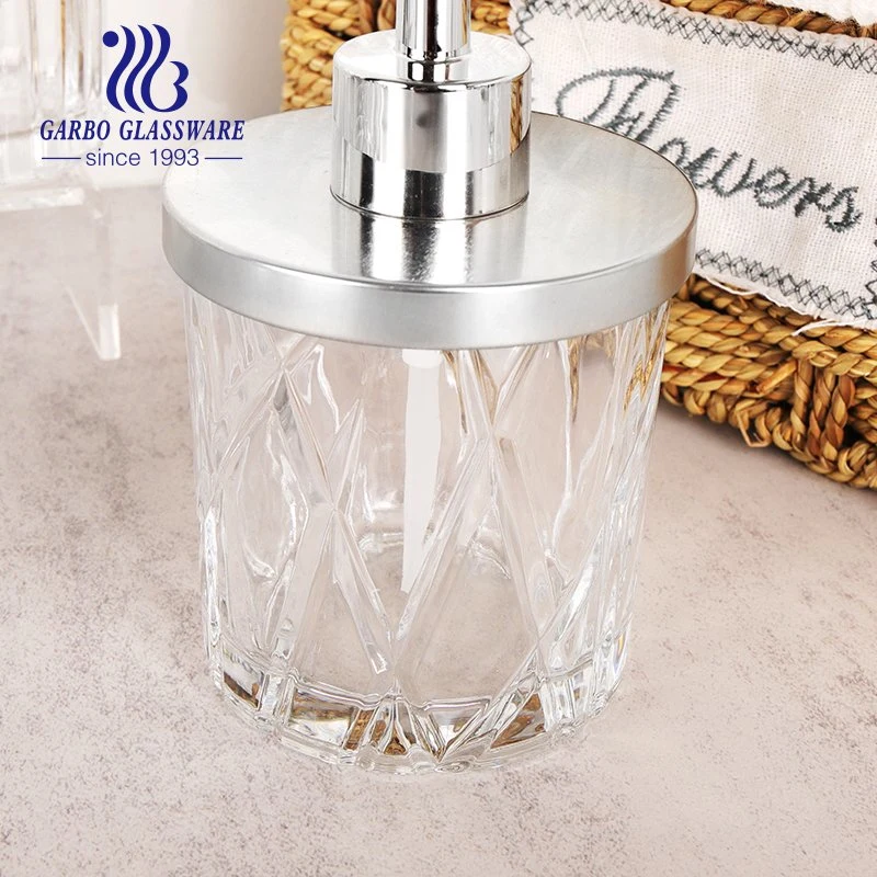 11 Oz Clear Glass Soap Dispenser with Rust Proof Stainless Steel Pump Refillable Liquid Hand Soap Dispenser for Bathroom Premium Kitchen Soap Dispenser