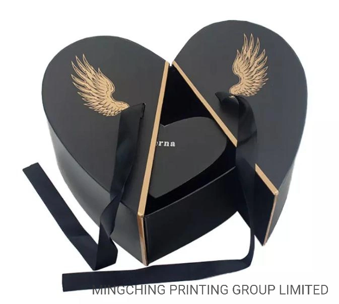 Rigid Packaging Box Custom Jewelry Ring Packing Heart Shaped Box