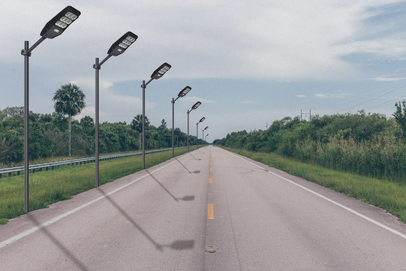 Nuevo producto 100W Power Post integrado todo en uno Solar Luz de calle Motion LED Luz de carretera automática para exteriores