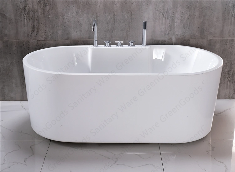 1600mm Center Drain Acrylic Simple Freestanding Oval Bathtub