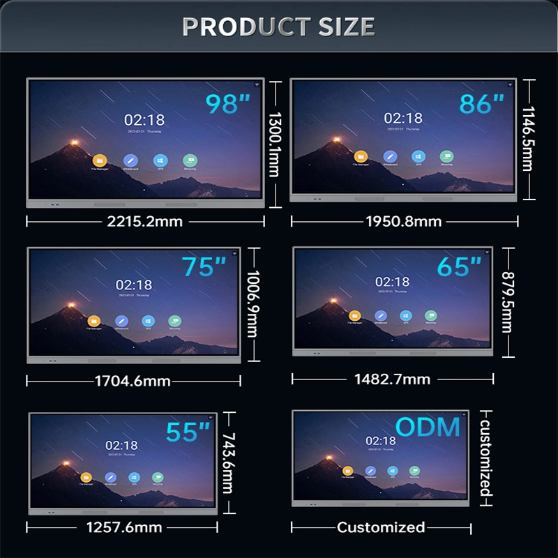 86 Inch Business Meeting Presentation Interactive LED Touch Screen Monitor White Board