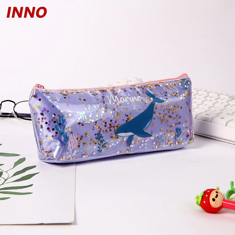 R067# Factory Direct Selling Inno Brand School Supplies Cartoon Pencil Case Children's Sequined Stationery Bag in Stock Eco-Friendly