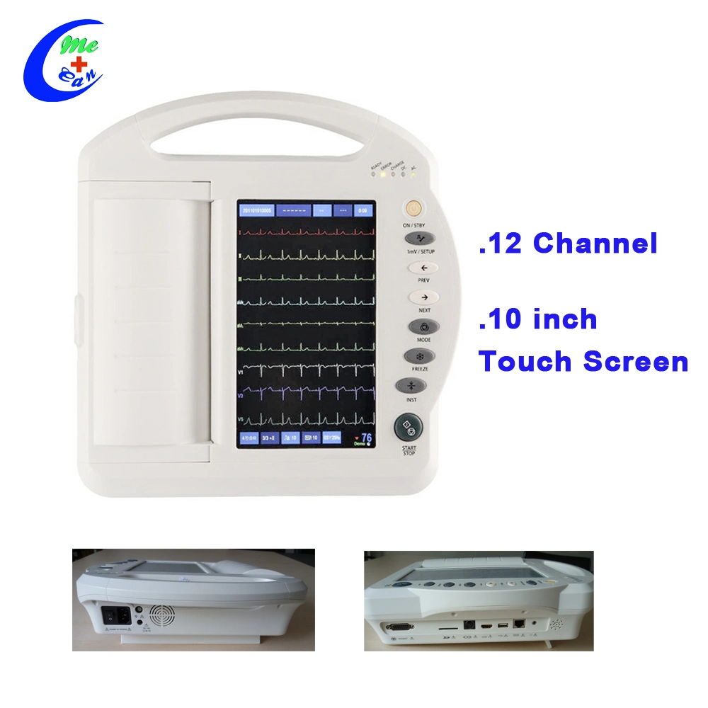 Équipement d'électrocardiogramme portable médical à 3, 6, 12 canaux et 12 dérivations avec analyseur et interprète