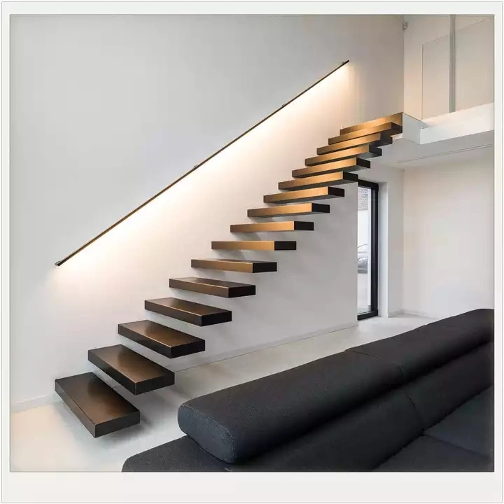 Steel Wood Modern Competitive Price Floating Straight Staircase