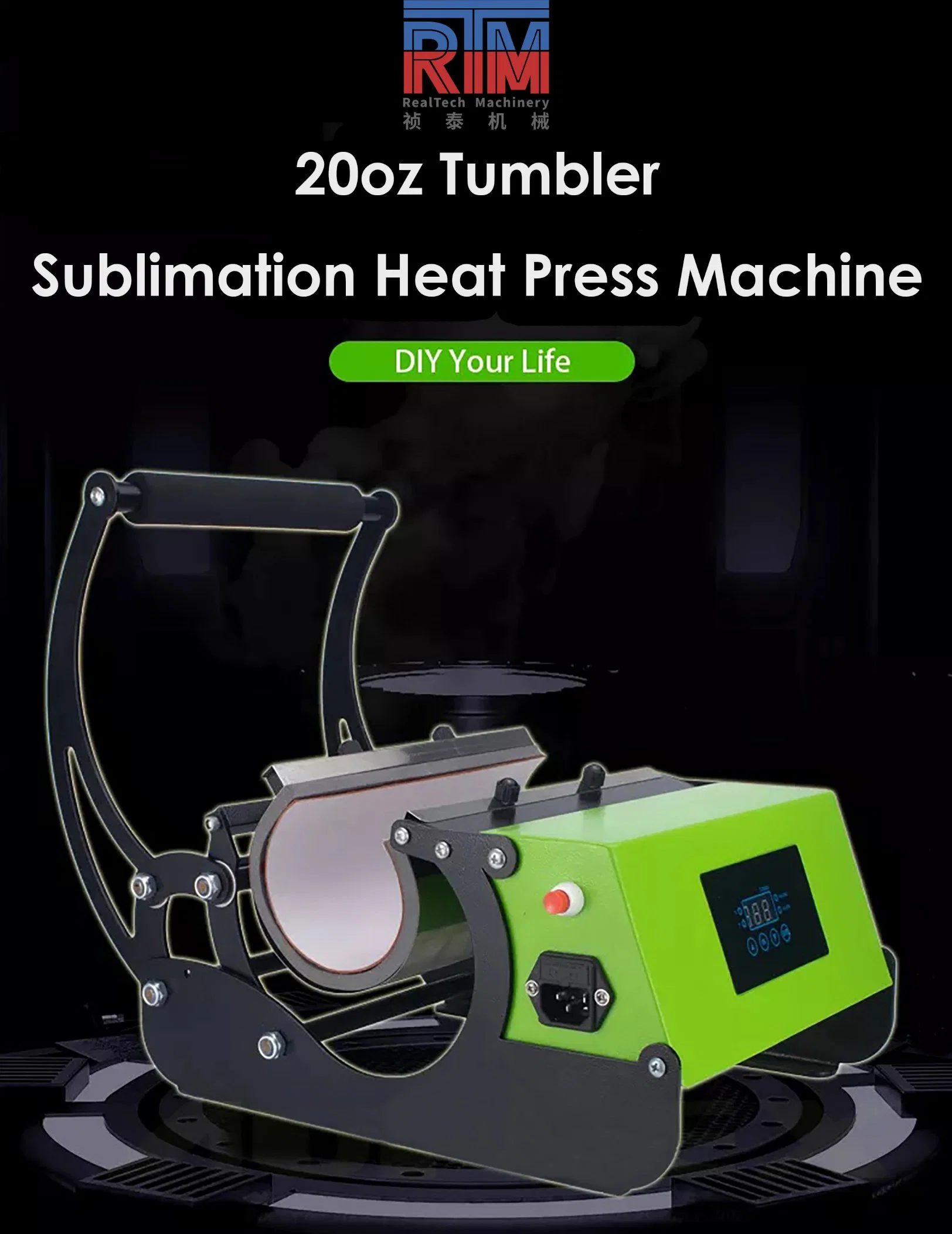 Impressora de transferência de sublimação Máquina de prensa de calor Realtech para 20oz Patilhas