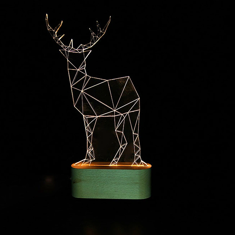 Geschenk LED-Licht Basis RGB Farbe ändern Nachtlicht 3D Acryl Tischleuchte Home Dekoration Maßgeschneiderte Touch Lights Little Deer 3D Zimmer Nachtlicht