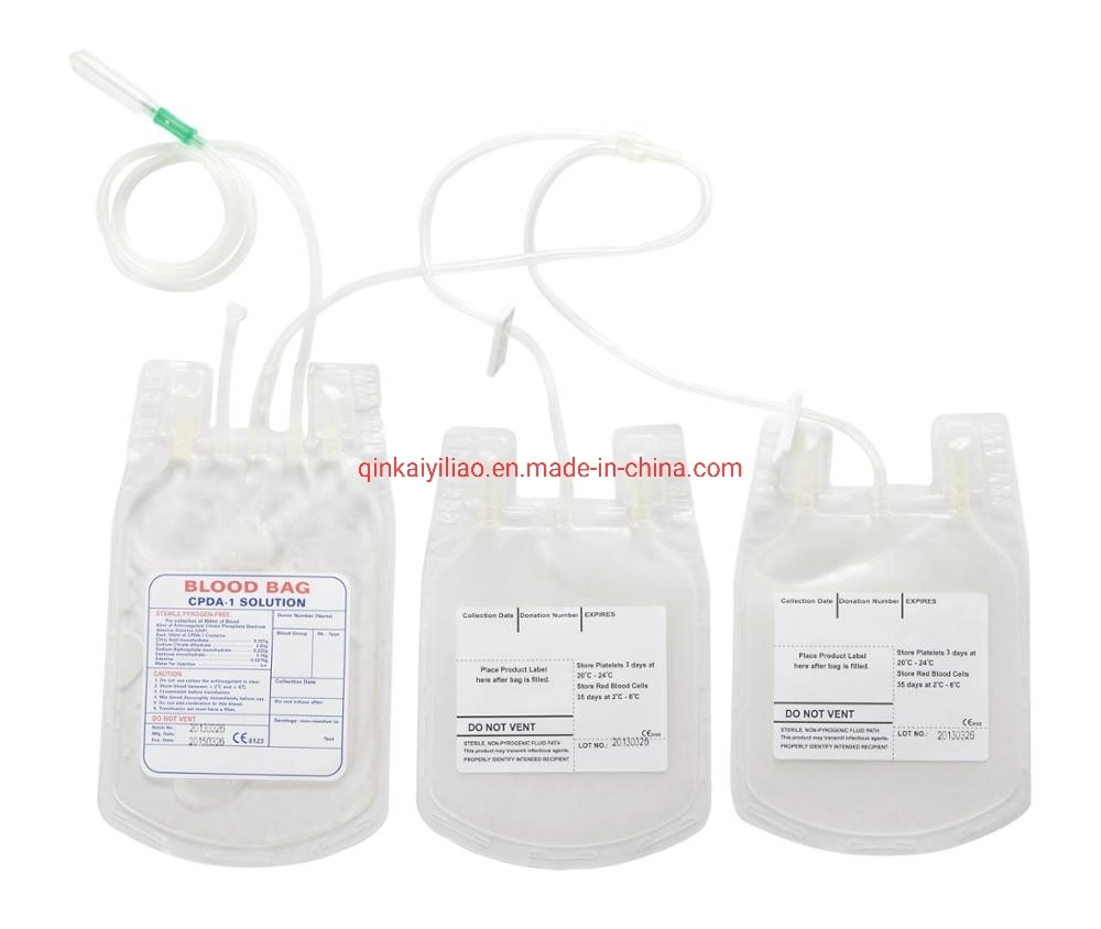 Good Price Plastic Single Double Triple Cpda1 Medical PVC 250ml 350ml 450ml Empty Blood Transfusion Collection Bags for Sale